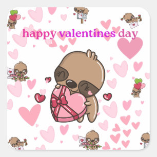 Carré joyeux valentines jour sloth sticker