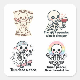 Carré Kawaii Ghost Sticker Sheet | Halloween Sticker Set