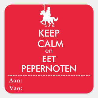 Carré Keep Calm et Eet Pepernoot Sticker