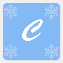 Laisser la neige Blue Monogram Sticker Seals