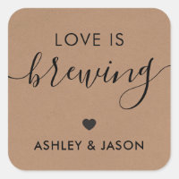 L'amour brasse, Sticker café, Mariage, Kraft