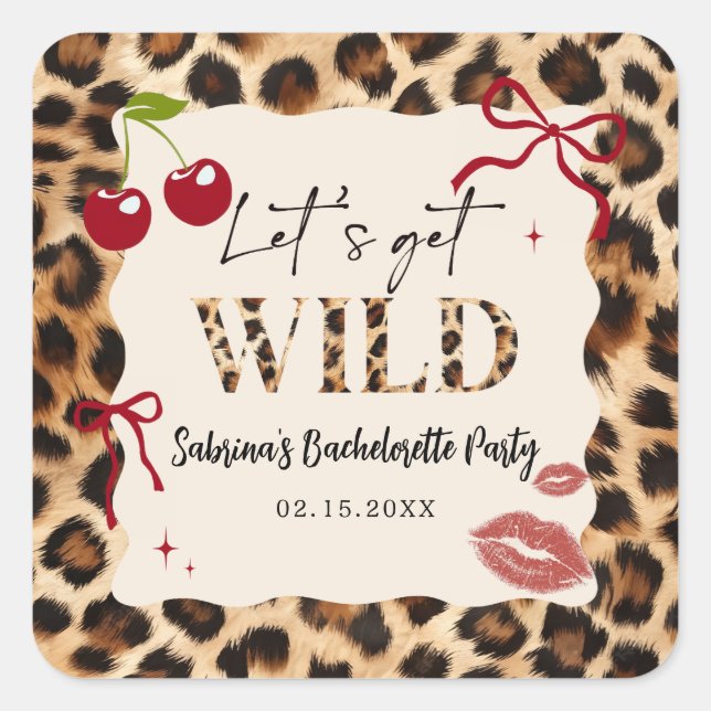 Carré Leopard Cheetah Bachelorette Party Sticker (Devant)