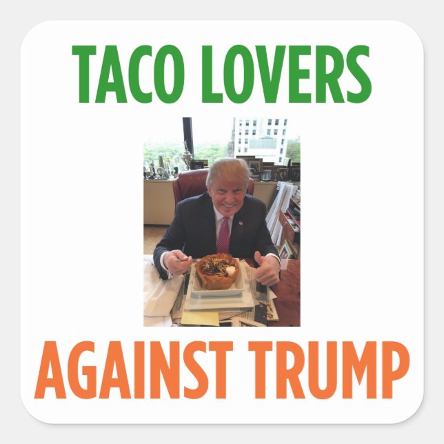Carré Les amoureux de Taco contre Trump Sticker (Devant)