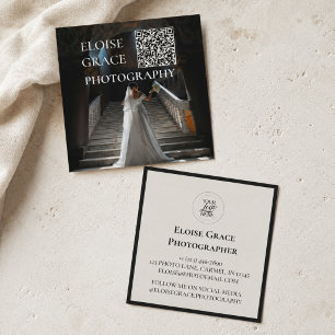 Carré Logo de photo éditoriale Code QR Carte de visite c