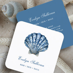 Carré Logo du coquillage bleu carte de visite
