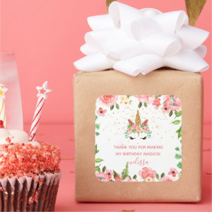 Carré lugubre licorne floral merci Sticker