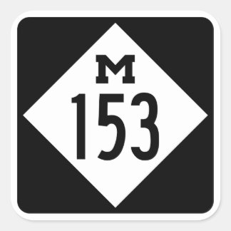 Carré M-153 Ford Road Michigan Hwy Sign Square Sticker