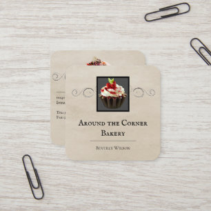 Carré Magasin de boulangerie   Carte de visite beige