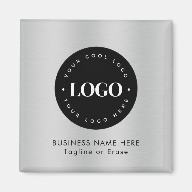 Carré Magnet Argent Noir Logo Entreprise Personnal (Devant)
