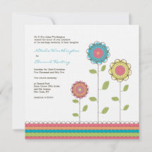 Carré Mariage Rainbow Tall Flowers Invitation