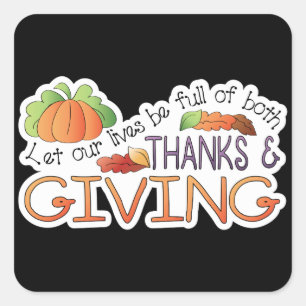 Carré Merci et donner Thanksgiving mots sticker