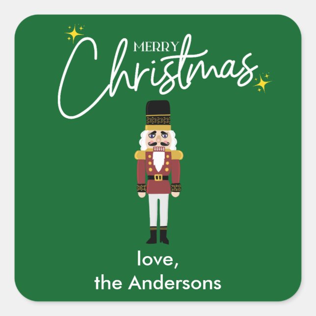 Carré Merry Christmas Nutcracker Personalize Sticker (Devant)