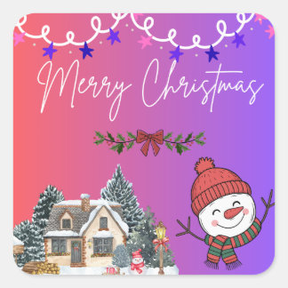 Carré Merry Christmas Vibrant Sticker