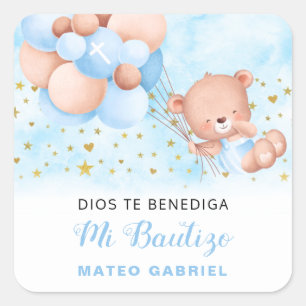 Carré Mi Bautizo Baptême espagnol favorise le Sticker Ca