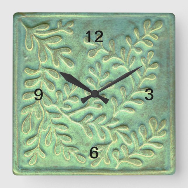 Carré Minimaliste Horloge Vert Foliage (Recto)