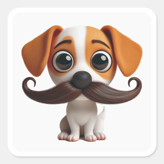 Carré Minjou Mustache Chiot - Sticker (Devant)