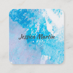 Carré Modèle de carte de visite art abstrait splash bleu