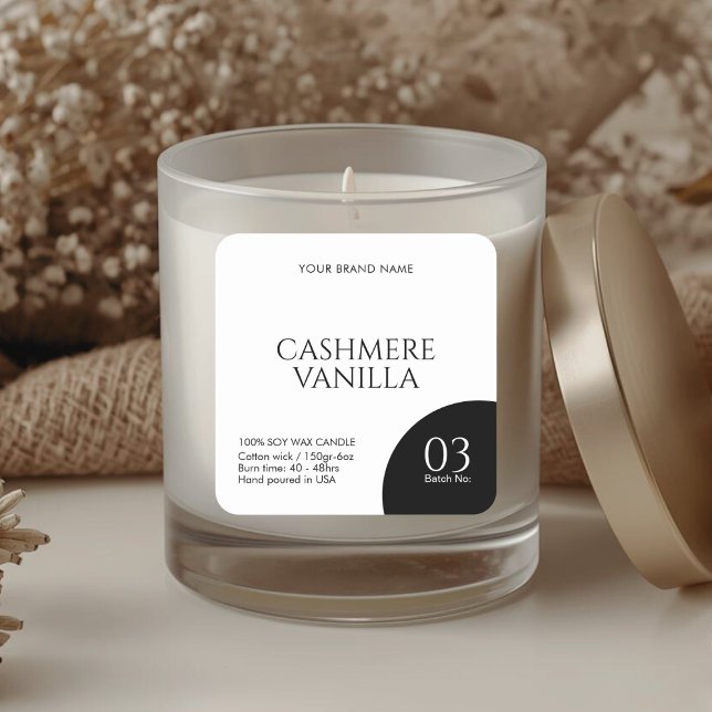 Carré Modern black and white candle label sticker (Créateur téléchargé)