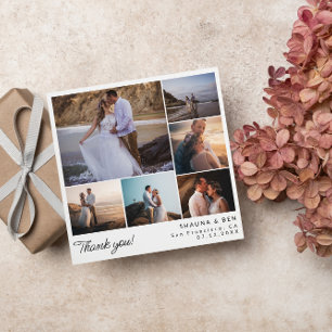 Carré Moderne Mariage Photo Collage Merci