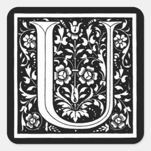 Carré Monogramme floral vintage "U" - Sticker