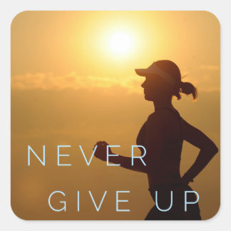 Carré N'Abandonne Jamais ! - Sticker Motivational Runnin
