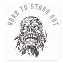 "Né pour se lever : Sticker crânien gras"