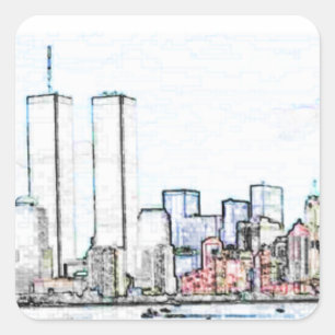 Carré New York City avec Sticker Twin Towers