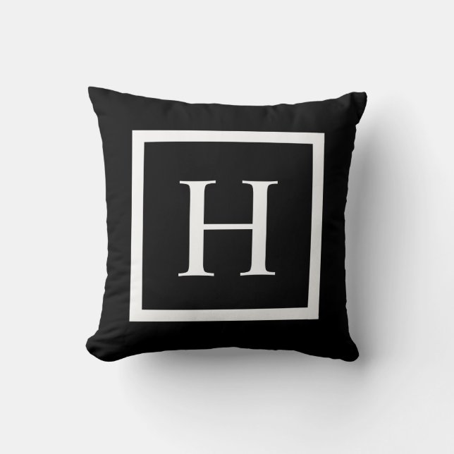 Carré noir chic | Oreiller à lancer monogramme (Recto)