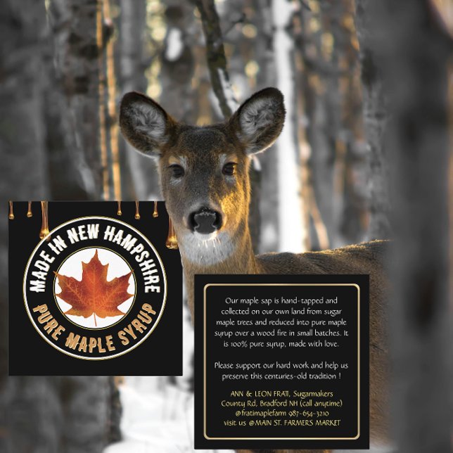 Carré Nom d'état MAPLE SYRUP CARTE DE VISITE avec goutte (Créateur téléchargé)