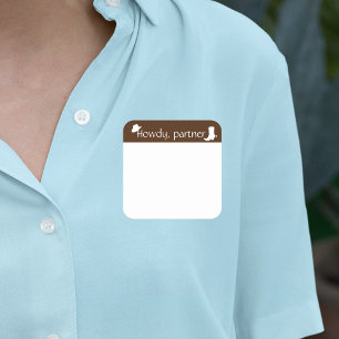 Carré Nom Tag Sticker Badge Funny Party Howdy Partner