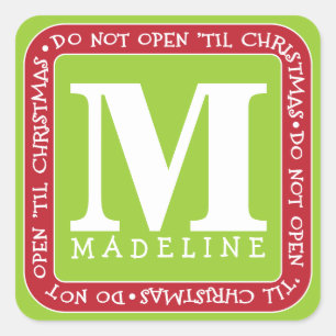 Carré N'Ouvrez Pas Jusqu'À Noël Personnaliser Sticker Ca