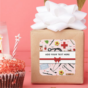 Carré Nurse or Doctor Personalized Square Sticker