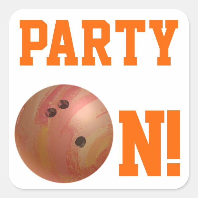 Carré Orange Bowling Ball Party sur Sticker (Devant)