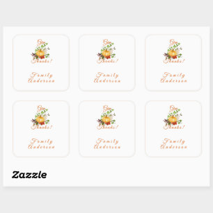 Carré Orange citrouille Thanksgiving voeux Sticker