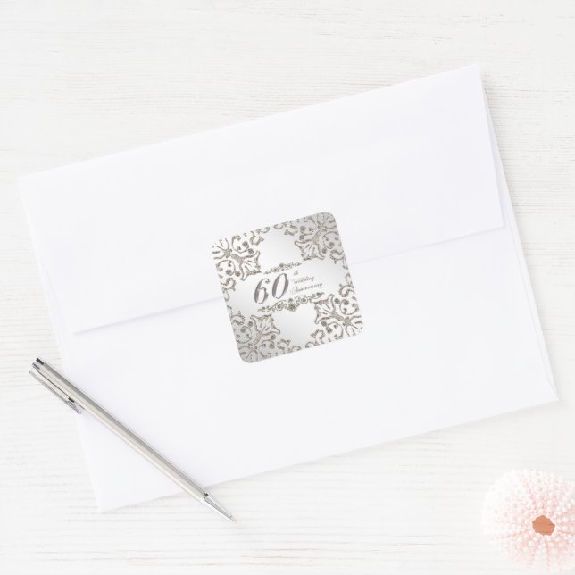 Carré Parties scintillant 60e Sticker pour l'anniversair (Enveloppe)