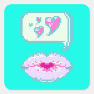 Carré Pastel Pixel Lèvres de Kissy - Sticker de ressort