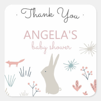 Carré Pastel Woodland | Sticker Baby shower
