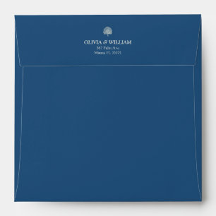 Carré Peacock Blue Tropical Palm Enveloppe Mariage