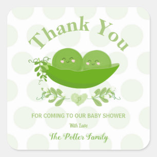 Carré Peas dans un bébé pod Douche Merci Sticker Étiquet