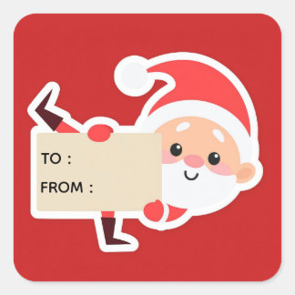 Carré Peeking Santa Christmas Gift Sticker