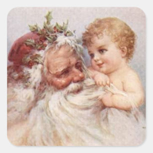 Carré Père Noël et bébé - Sticker