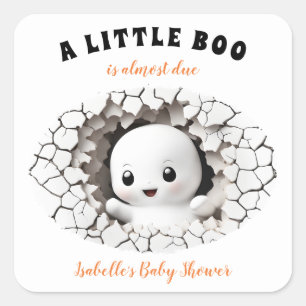 Carré Petit Boo Est Presque Due Sticker Baby shower Fant