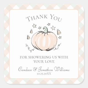 Carré Petit Merci Citrouille doux Favoriser Sticker