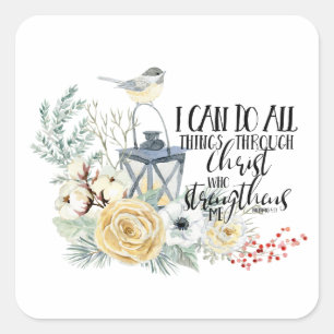 Carré Phil 4:13 I Can Do All Things Christmas Sticker