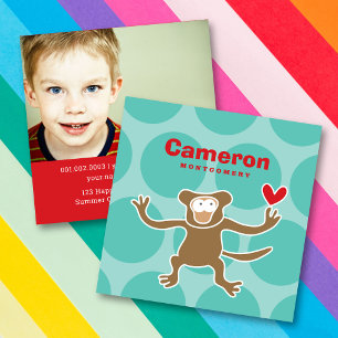 Carré Photo de profil carte de visite singe enfant carto