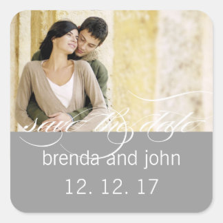 Carré Photo gris simple Enregistrer le sticker Mariage d