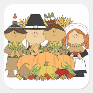 CARRÉ "PILGRIM DE DESSIN DOUCE" THANKSGIVING STICKER