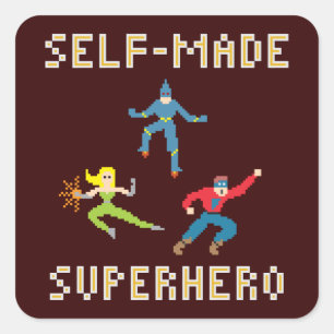 Carré Pixel Art Superhero - Sticker