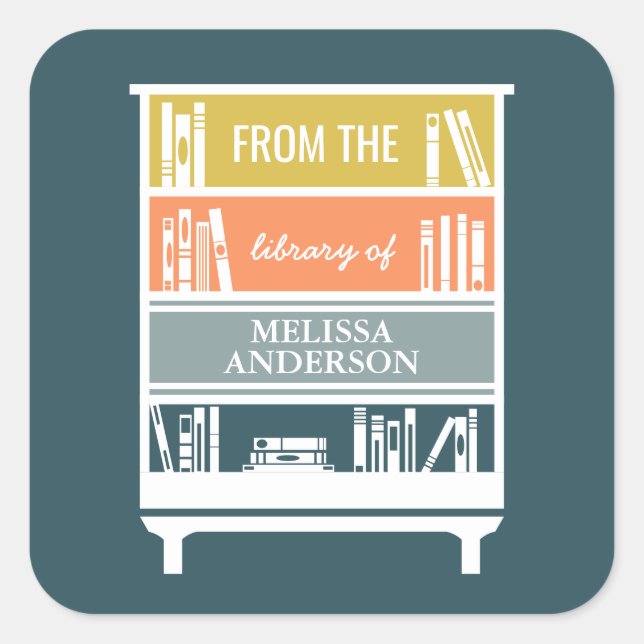 Carré Plaque De Livraison De La Bibliothèque Des Sticker (Devant)