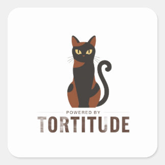 Carré Powered by Tortitude Funny Cat Sticker